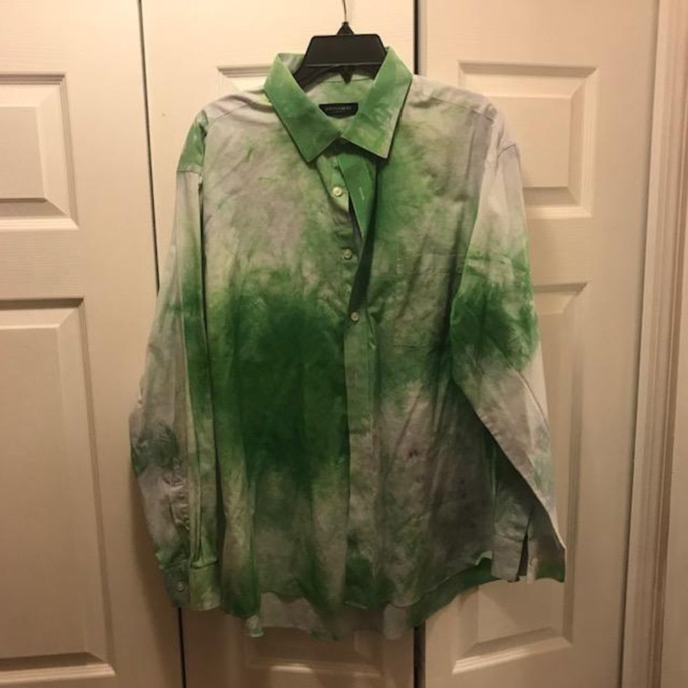 Mens Pierre Cardin Green tie dye button down XL